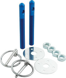 Aluminum Hood Pin Kit With 3/8" Pins And 3/16" Clips, Blue