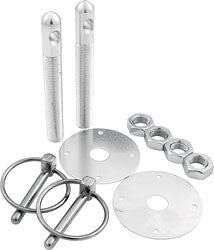 Aluminum Hood Pin Kit With 1/2" Pins And 1/4" Clips, Silver